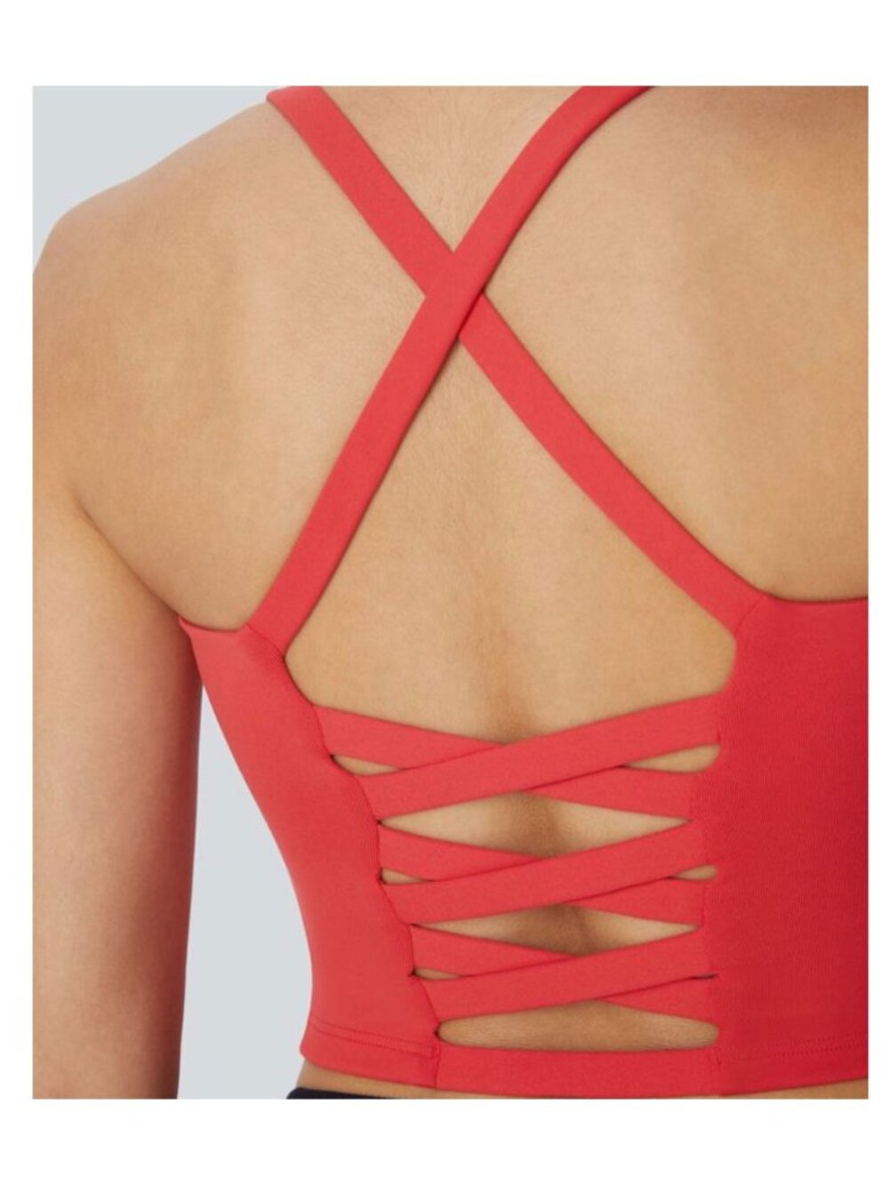 Halara Womens Red Crisscross Lace-Up Back Sports Crop Tank Top XXS